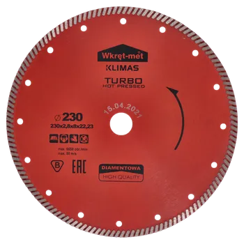 Řezný kotouč Klimas Turbo diamantový kotouč lisovaný za tepla 230 x 2,6 x 22 mm