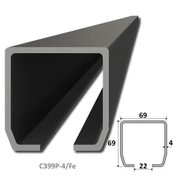 Stavební profil KOVIAN, s.r.o. C profil PICOLLO (69x69x4mm) čierny, dĺžka 2m