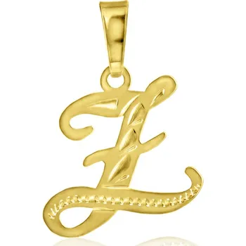 Přívěsek GEMMAX Original – garance kvality Zlatý přívěsek Písmenko Z - psací ruční rytina – zlatý šperk ryzosti 585/1000 v Dárkovém balení s Certifikátem GUPYN-56971