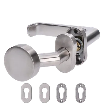 Dveřní kování KOVIAN, s.r.o. Kľučka (P) + guľa oválna (pevná), brúsená nerez AISI304