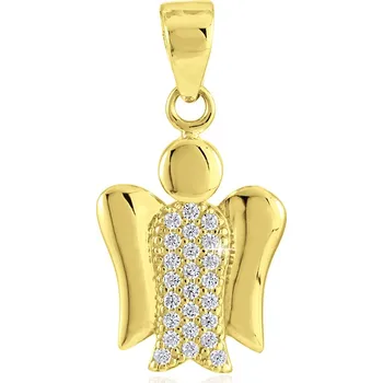 Přívěsek GEMMAX Zlatý přívěsek Andělíček se zirkony – zlatý šperk ryzosti 585/1000 v Dárkovém balení s Certifikátem GLPYB-33881