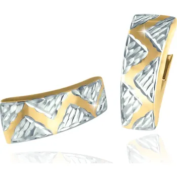 Náušnice GEMMAX GLECN2258 Zlaté dámské náušnice - gravírované, žluto-bílé zlato – zlatý šperk ryzosti 585/1000 v Dárkovém balení s Certifikátem GLECN-22581