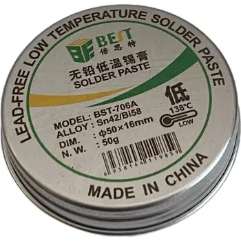 Příslušenství ke svářečce Bezolovnatá pájecí pasta BEST BST-706A 50g s nízkým bodem tání (Sn42Bi58)