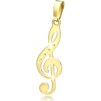 Přívěsek GEMMAX Original – garance kvality Zlatý přívěsek Houslový klíč – zlatý šperk ryzosti 585/1000 v Dárkovém balení s Certifikátem GUPYN-17141