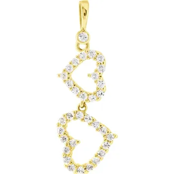 Přívěsek GEMMAX Zlaté srdíčka se zirkony – zlatý šperk ryzosti 585/1000 v Dárkovém balení s Certifikátem GLPYB-87331