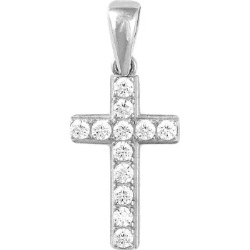 Přívěsek GEMMAX Zlatý přívěsek Křížek Cardinal - posázený bílými zirkony – zlatý šperk ryzosti 585/1000 v Dárkovém balení s Certifikátem GUPWB-55271