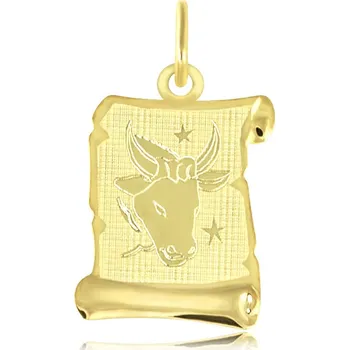 Přívěsek GEMMAX Velký zlatý přívěsek Býk - měsíční znamení pergamen mat – zlatý šperk ryzosti 585/1000 v Dárkovém balení s Certifikátem GUPYN-35531
