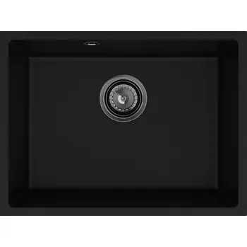 Granitový dřez Sink Quality Crypton 60, kuchyňský granitový dřez 535x400x205 mm + černý sifon, černá, SKQ-CRY.C.1KBO.60.XB