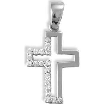 Přívěsek GEMMAX Zlatý kříž Epona white – zlatý šperk ryzosti 585/1000 v Dárkovém balení s Certifikátem GBPWB-11661