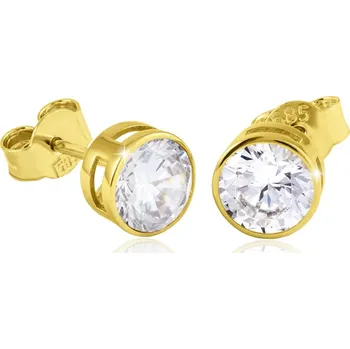 Náušnice GEMMAX Třpytivé zlaté náušnice se zirkony - Ø&nbsp;6,8&nbsp;mm – zlatý šperk ryzosti 585/1000 v Dárkovém balení s Certifikátem GLEYB-32251