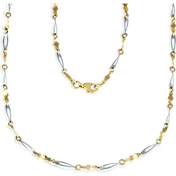 Náhrdelník GEMMAX GLNCN452190 Zlatý dámský náhrdelník s prořezávanými články - hladký, žluto-bílé zlato délka 45 cm – zlatý šperk ryzosti 585/1000 v Dárkovém balení s Certifikátem GLNCN-45-21901