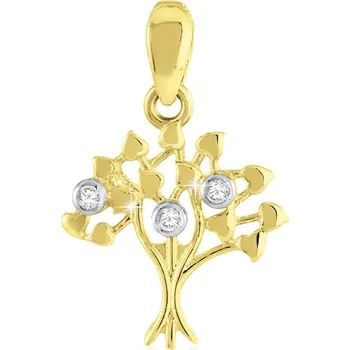 Přívěsek GEMMAX Original – garance kvality Zlatý přívěsek Strom života se zirkony – zlatý šperk ryzosti 585/1000 v Dárkovém balení s Certifikátem GLPCB-34891