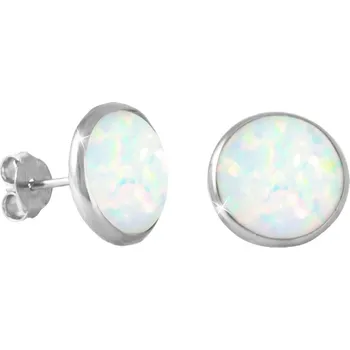 Náušnice GEMMAX Opálové náušnice z bílého zlata Ø 10 mm – zlatý šperk ryzosti 585/1000 v Dárkovém balení s Certifikátem GLEWO-27081