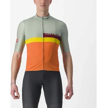 cyklistický dres CASTELLI Cyklistický dres s krátkým rukávem - A BLOCCO - bordó/zelená/žlutá/oranžová 3XL