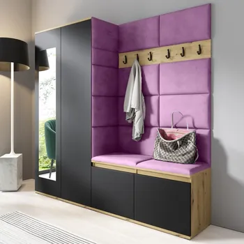 Předsíňová stěna Předsíňová stěna Emi 8 - dub/černá Barva panelů: Fialová - Trinity 11