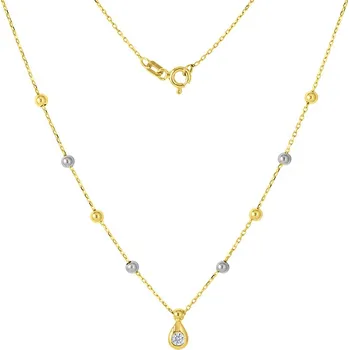 Náhrdelník GEMMAX Zlatý náhrdelník s přívěskem a korálky délka 45 cm – zlatý šperk ryzosti 585/1000 v Dárkovém balení s Certifikátem GLNCB-45-33321