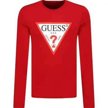 GUESS JEANS Tričko s dlouhým rukávem Core | Barva:červený | Velikost:XXL