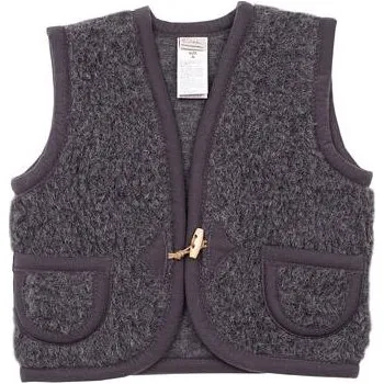 Vlnka Dětská vesta z ovčí vlny s knoflíky tmavě šedá velikost oblečení L