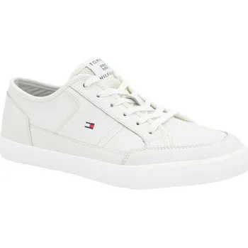 Pánská obuv Tommy Hilfiger Kůžoné plátěné tenisky CORE CORPORATE | Barva:ekr | Velikost:40