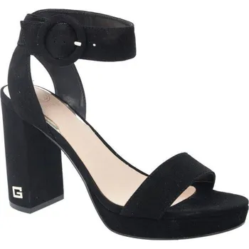Dámské sandále Guess Kůžoné sandály na klínku BRENDY | Barva:černý | Velikost:35