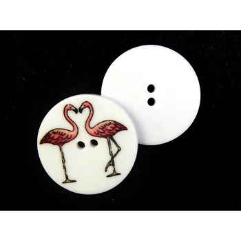 Knoflík GU472, Plastový knoflík, plameňáci, 32" / 1 kus
