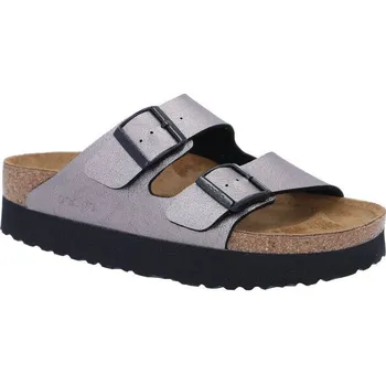 Dámské pantofle Birkenstock Pantofle Arizona s přídavkem kůže | Barva:stříbrný | Velikost:36