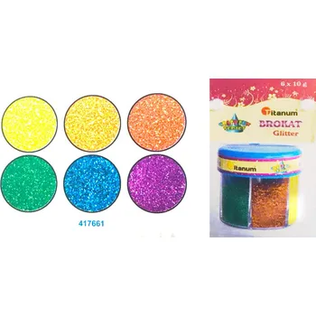 Glitry, sypké, 6 barev, 10 g/bal. v dóze