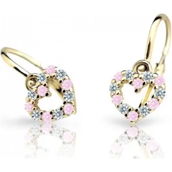 Šperk Cutie Kids Jewellery c2157-10-20-x-1 Zlaté dětské náušnice na brizuru Cutie srdíčka C2157 Pink – zlatý šperk ryzosti 585/1000 v Dárkovém balení s Certifikátem GBEYR-00022