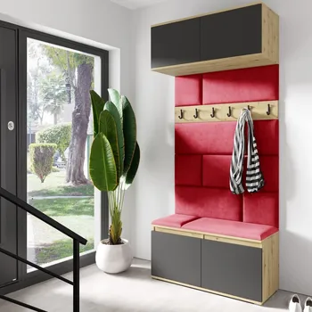 Předsíňová stěna Předsíňová stěna Emi 23 - dub/černá Barva panelů: Červená - Trinity 09