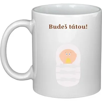 Hrnek malý bílý s potiskem Magický hrníček - Budeš tátou!