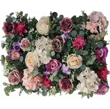 umělá květina Květinová stěna - mix barev růže a hortenzie, dílec 40 x 60 cm (Umělá stěna z kvetoucích rostlin mix colors rose and hydrangea, dílec 40 x 60 cm)