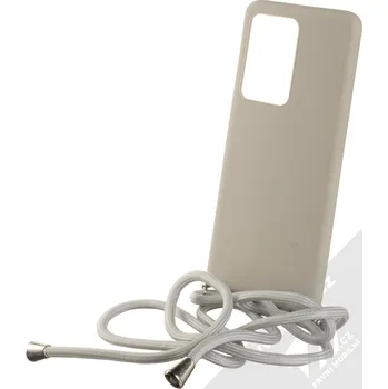 Pouzdro na mobilní telefon 1Mcz Strap Silver Silicone ochranný kryt se šňůrkou na krk pro Samsung Galaxy S20 Ultra šedá (grey)