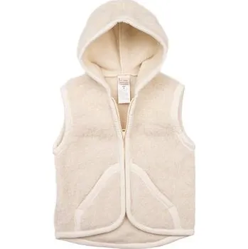 Vlnka Dětská vesta z ovčí vlny s kapucí přírodní velikost oblečení S