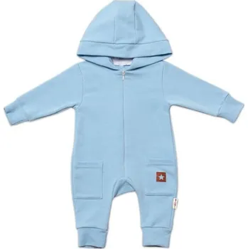 Dětský overall Baby Nellys Teplákový overal s kapucí a kapsičkami, New Bunny - sv. modrá 74 (6-9m)