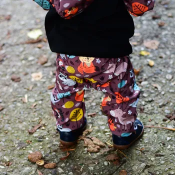 Dívčí kalhoty Yháček Zimní softshellové kalhoty Yháček, Lesní zvířátka hnědá Velikost: 98