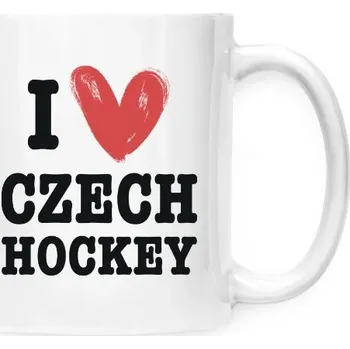 Pánské tričko Hrnek malý bílý s potiskem I love Czech hockey