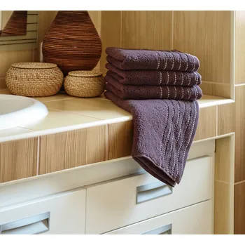 Polášek Holešov Ema hnědo fialová 100% bavlna Ručník 50x100