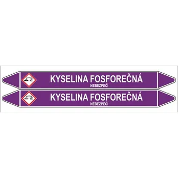 samolepka Značení potrubí, kyselina fosforečná,2 ks, 450 × 52 mm