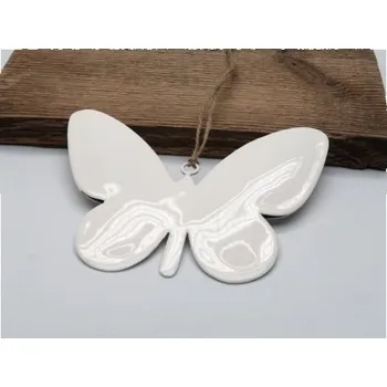 Velikonoční dekorace Motýl smaltovaný bílý velký