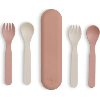 Příbor Citron Bio sada příborů v pouzdře, sada 5ks - růžová / krémová