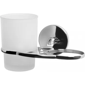 Držák na kartáček CHROMA – Sklenička koupelnová s úchytem dvojitá – chrom – 01427