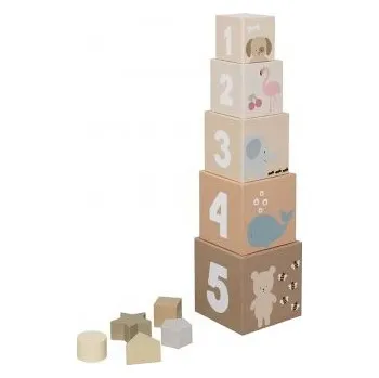 Dřevěná hračka JaBaDaBaDo Stohovací kostky - Přírodní