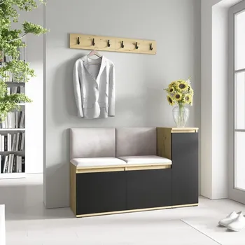 Předsíňová stěna Předsíňová stěna Emi 25 - dub/černá Barva panelů: Krémová - Trinity 01