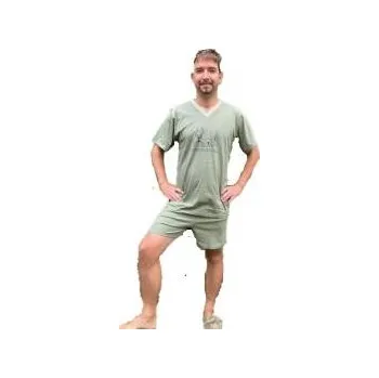 Pánské pyžamo E-myslivost Pyžamo pro myslivce JELEN - krátký rukáv - Velikost 3XL