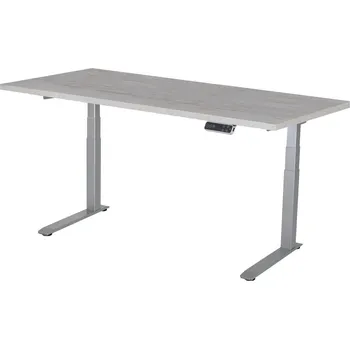 Psací stůl Polohovací stůl Liftor Magic 180 x 80 cm Dub Halifax pískově šedý / Šedá podnož, elektricky výškově nastavitelný