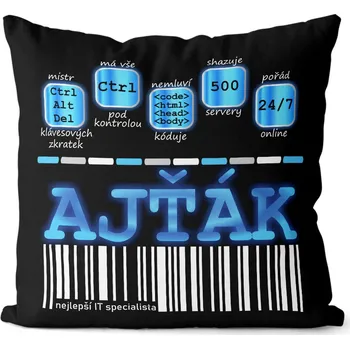 Dekorativní polštářek Polštář 40 x 40 cm - Ajťák 100%