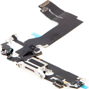 Napájecí a datový konektor s flex kabelem + mikrofony pro Apple iPhone 13 mini - bílý - kvalita A+