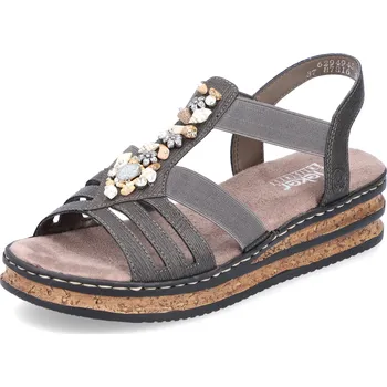 Dámské sandále DÁMSKÉ SANDÁLY RIEKER 62949-45 ŠEDÁ Barva: Šedá, Velikost: 36