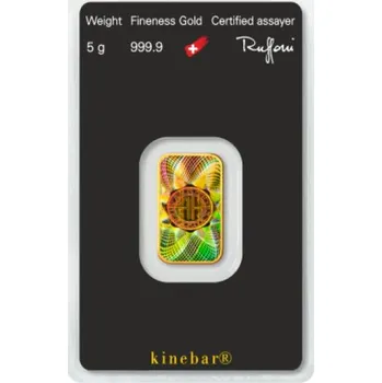 Zlatý slitek Argor Heraeus 5 g Kinebar