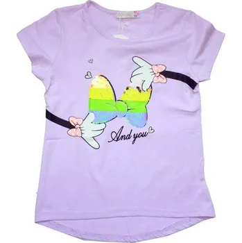 Dětské tričko s měnícími flitry svítí ve tmě 805 lila 325/12 vel. 128